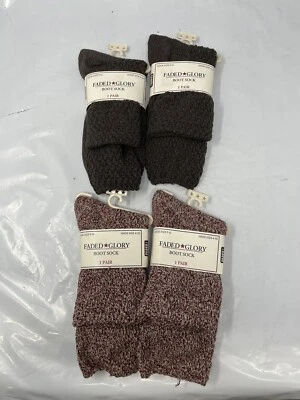 4 pares - Calcetines cálidos para botas descoloridos Glory para mujer, chocolate y borgoña (2 de cada uno) Foto 1 de 4