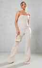Pretty Little Thing Stone Corset Bandeau Flared Jumpsuit SIZE 12 New+Tag RP £26