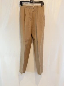 Vintage 1970s Calvin Klein Couture Khaki Color Linen Weave Cotton Pants- Small - Picture 1 of 5