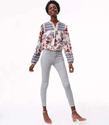 NWT Ann Taylor Loft Skinny Brushed Corduroy Pants in Modern Sz 26P Silver Shadow - Image 1 of 3