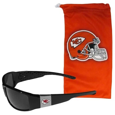 Kansas City Chiefs Chrome Wrap Sunglasses with Microfiber Bag (NFL Football) - Image 1 of 4