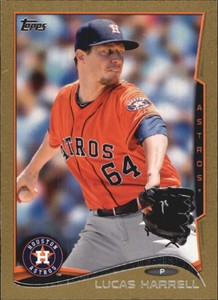 2014 Topps Mini Gold Houston Astros Baseball Card #419 Lucas Harrell