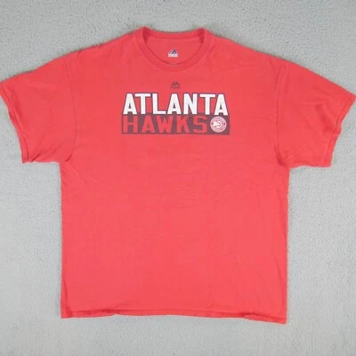 Camiseta Atlanta Hawks Para Hombre 2XL Roja Manga Corta Cuello Redondo Baloncesto Majestuosa Foto 1 de 4