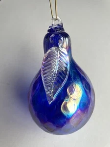 Art Glass, Blown, Purple Pear Ornament - Picture 1 of 6