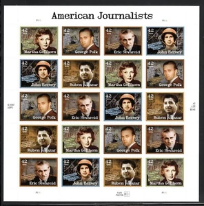 USA 2008 SC #4248-52 42¢ American Journalists - Sheet of 20 MNH - Bild 1 von 2