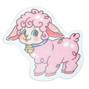 Rosa Anime Lamm Schaf süß lockig blaue Glocke Happy Chibi Kawaii Aufkleber - Bild 1 von 2