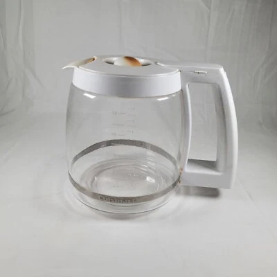 Cuisinart Coffee Pot Glass Carafe & Lid Replacement White Model DGB-500 12 - Image 1 of 4