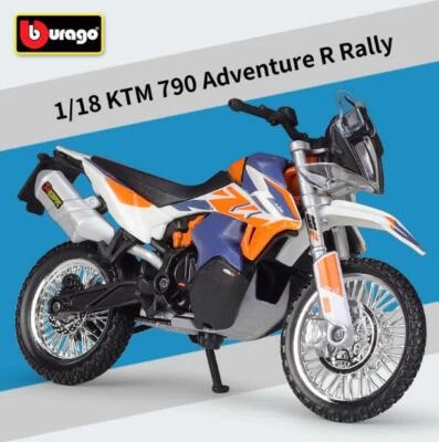 Bburago 1:18 KTM 790 Adventure R Rally Motorcycle Bike Model Boy Toy Gift - Image 1 of 4