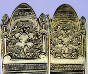 UNUSUAL GEORGIAN ENGLISH STERLING SILVER GILT SERVING SPOONS c1760s ANTIQUE 98g - Picture 1 of 7