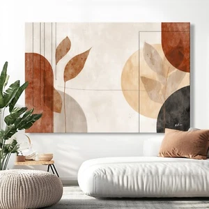 Leinwandbild Abstrakt Blätter Natur Beige Japandi Still Bilder Minimalistin 8299 - Bild 1 von 8