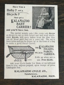 Portabebés Kalamazoo de colección 1895 Kalamazoo Cycle Co. Anuncio original 1021 - Imagen 1 de 1