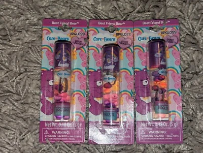 Care Bears Best Friend Bear Lip Gloss Grape Flavor Lot of 3 – 0.18 oz Exp. 2014 - Image 1 of 4