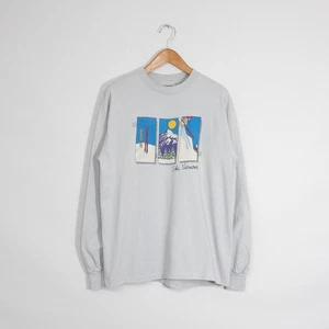 Vintage 80s Ski Vermont Art T-Shirt Herren XL Single Stitch Distressed Langarm - Bild 1 von 8