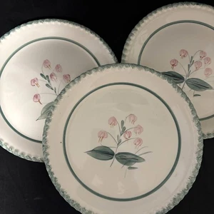 3 Blue Ridge Southern Potteries BLEEDING HEART Luncheon Plates 9.25" READ - Picture 1 of 9