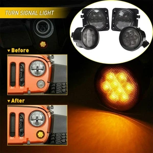 4PCS For Wrangler Jeep JK LED Front Turn Signal Lights+Side Marker Fender Lights - Bild 1 von 11