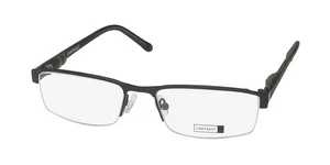 NEW CONTRAST ENDURE EYEWEAR MENS METAL & PLASTIC BLACK 52-17-145 BROWLINE - Foto 1 di 8