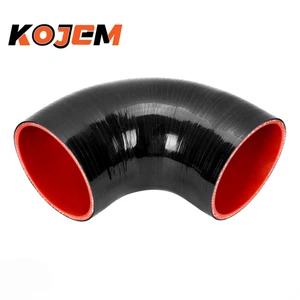 3" 90 Degree Elbow Rubber Hose Intercooler Pipe Assembly Coupler Turbo Black-Red - Picture 1 of 14
