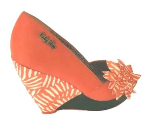 Ruby Shoo "Greta" Ladies Coral Peeptoe Platform Wedge Heeled Shoes UK 3 EU 36 - Picture 1 of 8