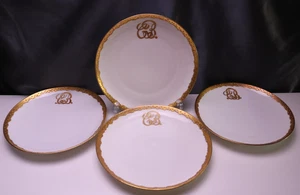 ANTIQUE ROSENTHAL 8 3/8 " Luncheon Plates GOLD MONOGRAM "CB" Bavaria Set of 4 - Picture 1 of 5