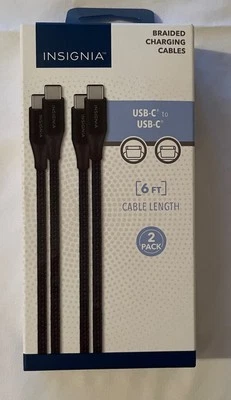 Insignia 2 Pack 6' USB-C to USB-C Cable - Black NEW IN BOX - Image 1 of 2
