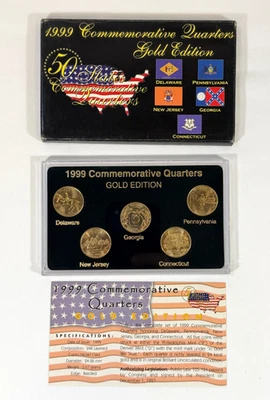 1999 Commemorative Quarters Gold Edition Set w/ Box & Insert - Image 1 of 3