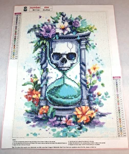 COMPLETED Diamond Art Skull Hour Glass Sealed Unframed 30x40cm - Picture 1 of 2