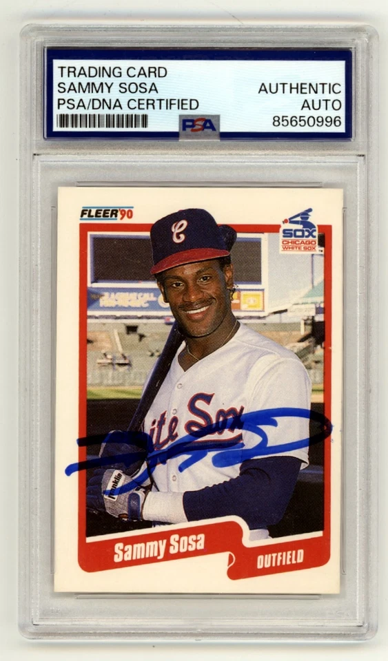 Sammy Sosa 1990 Fleer #548 Signed Error Rookie RC PSA Authentic Auto White Sox - Image 1 of 1