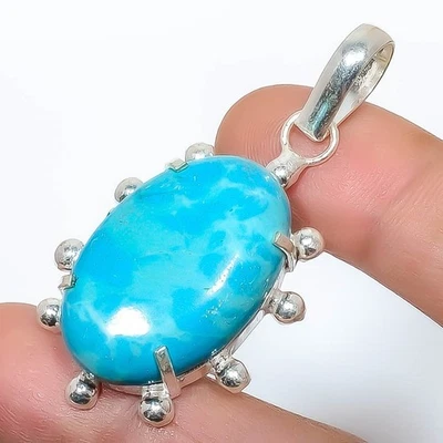 Colgante de plata de ley 925 hecho a mano indio de piedras preciosas Larimar para mujer Foto 1 de 4