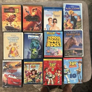 LOT 12 Twelve DISNEY DVDs/BluRay PREOWNED Toy Story Cars Lion King Schoolhouse - Picture 1 of 8