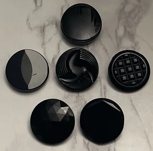 Vintage Czech Black Glass Buttons Button Lot 138-24 - Picture 1 of 11