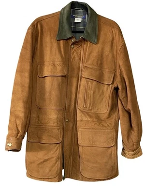 Chaqueta de Cuero Brooks Brothers Para Hombre Pequeña Marrón Gamuza Granero Caza Exterior EE. UU. Foto 1 de 4
