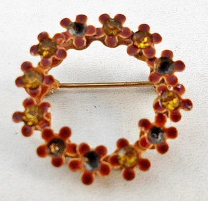 Vintage Delicate Floral WREATH Pin Brooch DJ12 - Picture 1 of 2