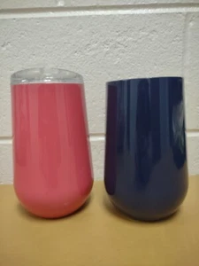 Member's Mark Stainless Steel Wine Tumbler Stemless Wine Glass Blue And Pink - Picture 1 of 3