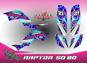 Yamaha Raptor 50 & 80 CUSTOM GRAPHICS KIT SWIRL BLU ICED - Picture 1 of 1