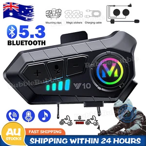 Bluetooth Motorcycle Helmet Motorbike Intercom Headset Interphone Headphone - Picture 1 of 10