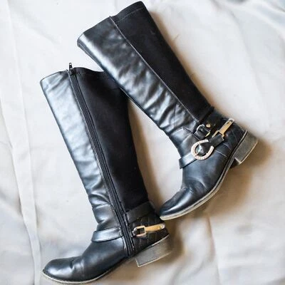 Женские кожаные байкерские сапоги Betseyville 7 цвет черный текстиль с закрытым носком - Изображение 1 из 4