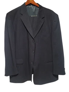 50R 40x30 Emanuel Ungaro Black 2pc Men's Suit 3 Button Jacket Cuff Pant Wool - Picture 1 of 4