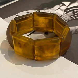 Latoir Fashion Tortoise Shell Square Bead Acrylic Resin Stretch Bracelet Bangle - Picture 1 of 3