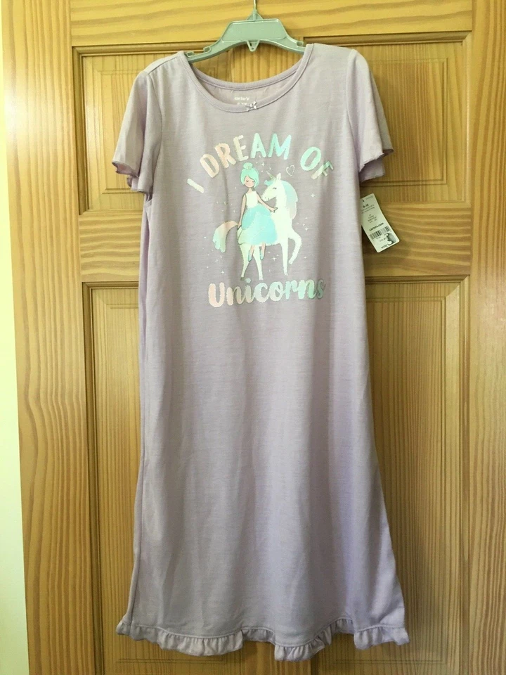 Nuevo Camisón Carter's Unicornio Camisón Niñas Manga Corta Lila Foto 1 de 1