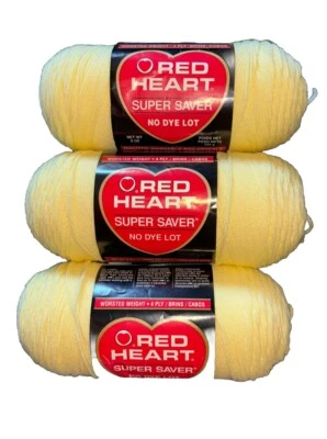 Red Heart Super Saver #0322 Pale Yellow Yarn, 8oz. 3 Skeins - Image 1 of 4