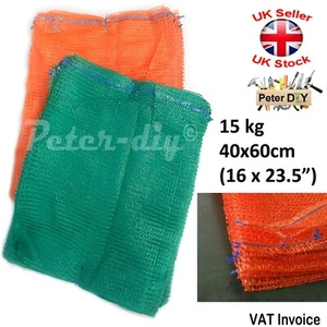 NET RASCHEL BAGS Drawstring MESH Sacks Vegetables Logs Kindling 40x60cm 15kg - Picture 1 of 4