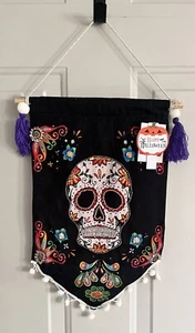 Día de Muertos Calavera de Azúcar Banner Boho Decoración Tapiz Borla Día de los Muertos - Imagen 1 de 4