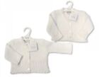 Baby Girls Cardigan Off White Button Up Frilly V Neck Knitted Nb - 24 Mths 40 46