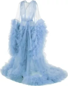 Tulle Bridal Robe Size Large Sexy Maternity Robe for Photoshoot Old Hollywood - Picture 1 of 9