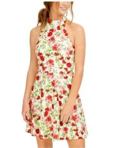 Teeze Me Womens White Floral Sleeveless Halter Dress Size 5 - New With Tags - Picture 1 of 4