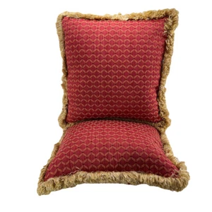 "Almohadas de diseño de 20"" con flecos de plumas de seda patrón cruzado oxidado rojo dorado" - Imagen 1 de 8