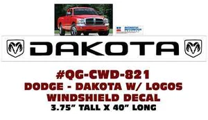 QG-821 DODGE DAKOTA w/ LOGOS - WINDSHIELD DECAL - 40" LONG - LICENSED - Picture 1 of 2