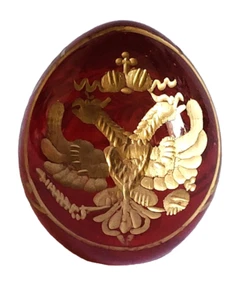 Copie œuf Fabergé rouge en verre petit taille - Avec un aigle - Picture 1 of 3