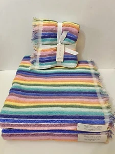 4pc Rachel Zoe RAINBOW STRIPES 2 Bath 2 Hand Towel Set 100% Cotton NWT - Picture 1 of 9