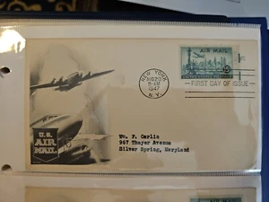 1947 TransAtlantic Air Mail, Scott C35, 15c Stamp FDOI - Picture 1 of 1
